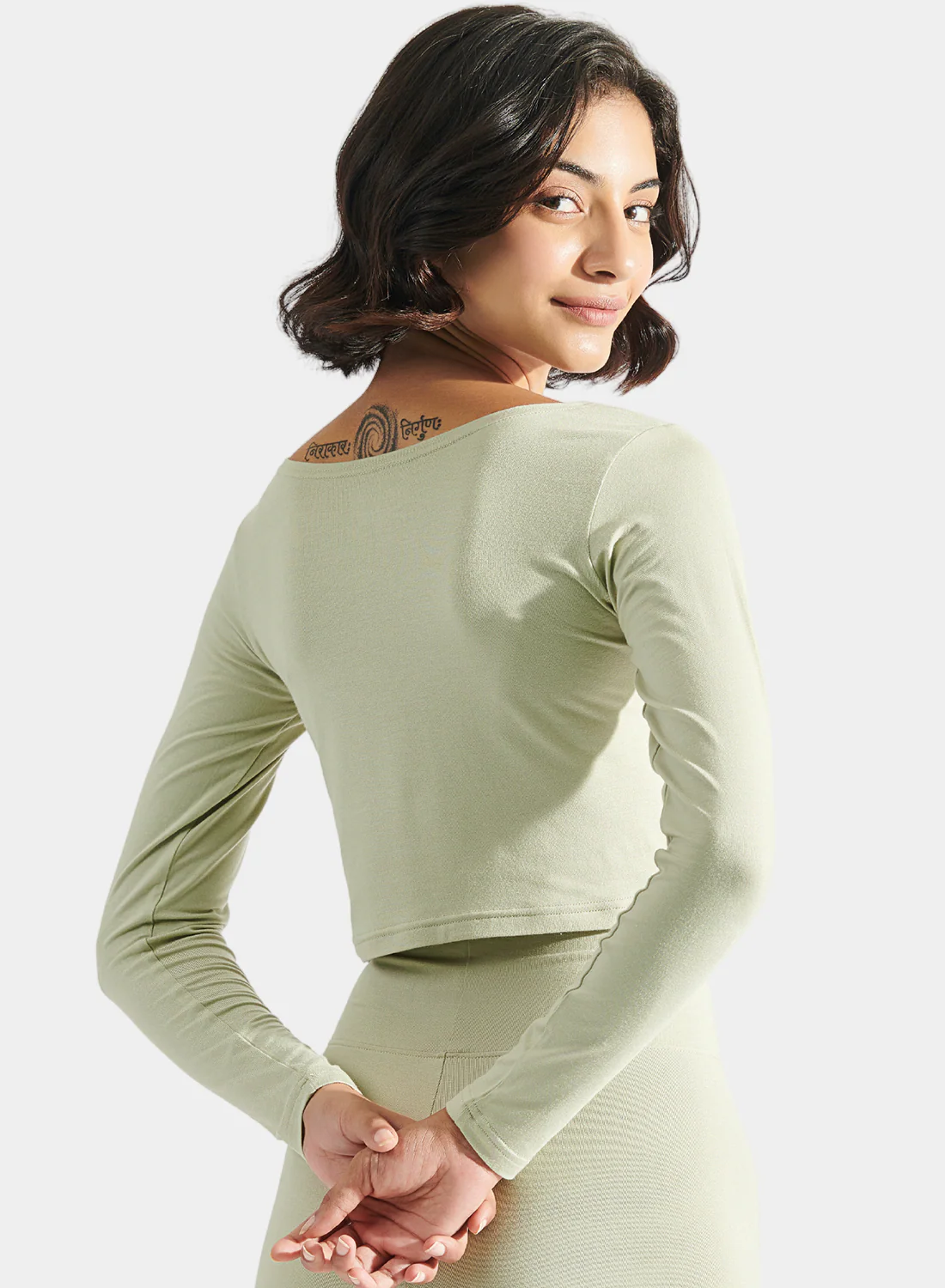 Aero Long Sleeve Crop Tee Alfa Beige - Image 4