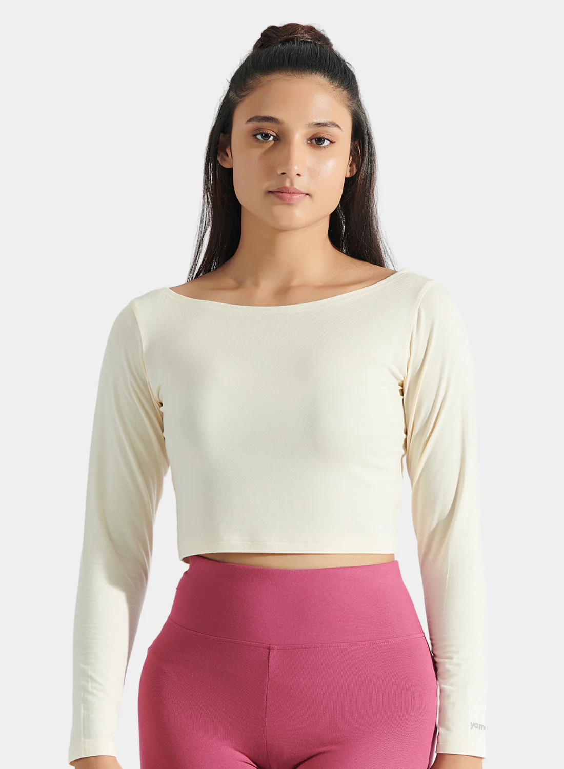 Aero Long Sleeve Crop Tee Alfa Beige - Image 8
