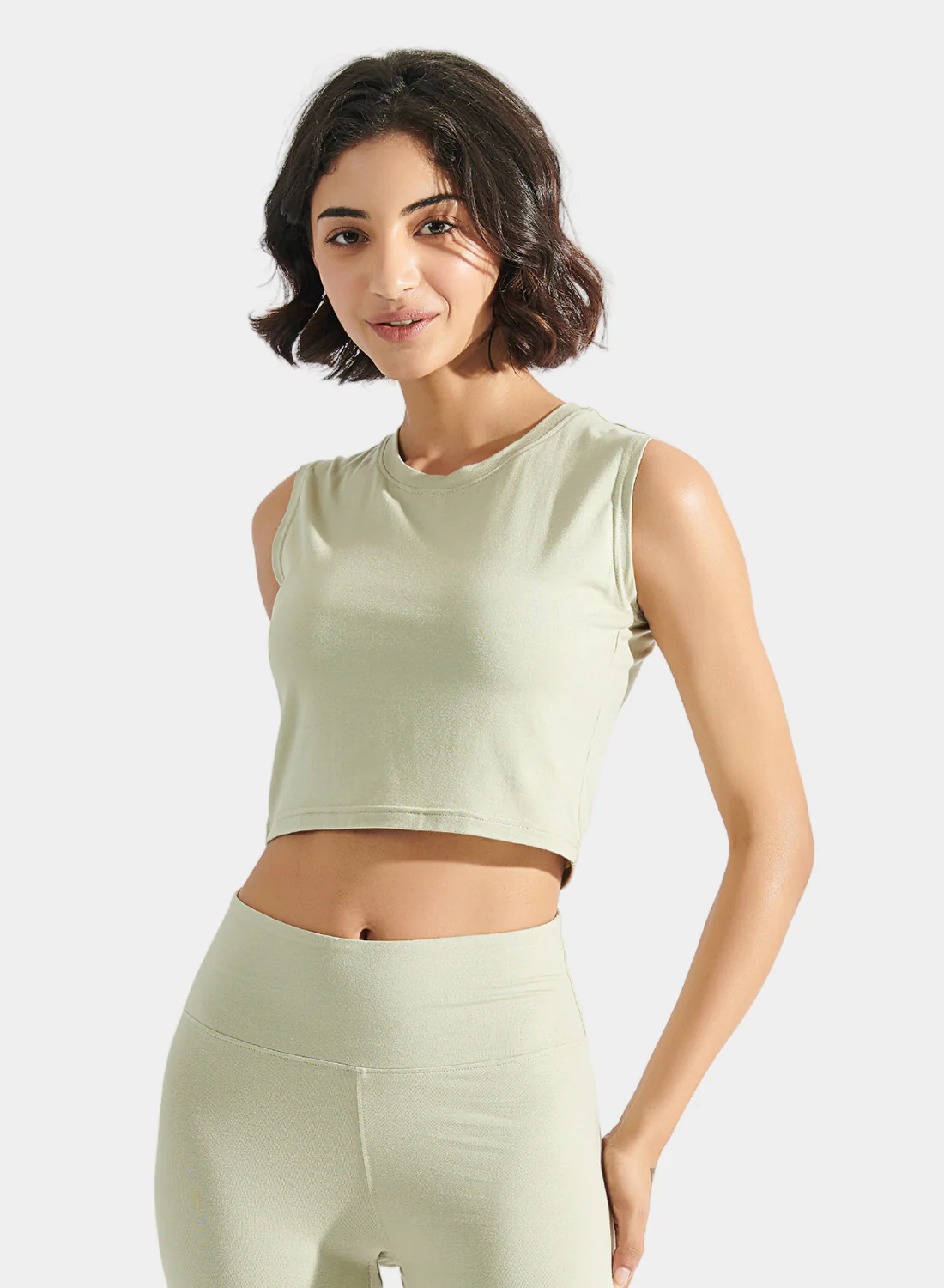 Aero Sleeveless Crop Tee Alfa Beige - Image 6